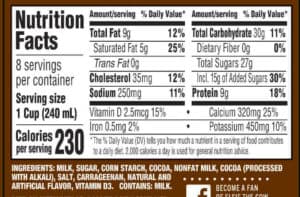 Dutch Chocolate Milk Nutrition Facts