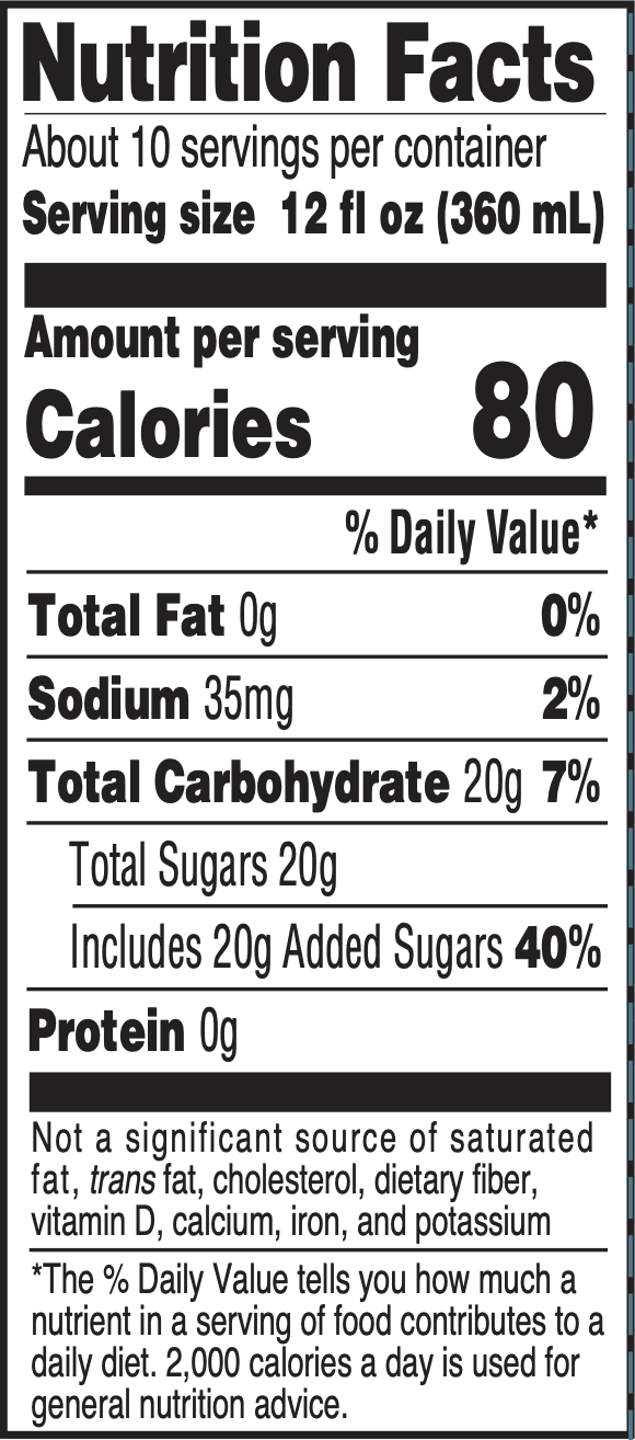 Sunburst Grape Drink Nutrition Facts
