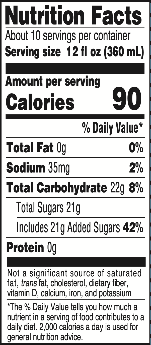 Sunburst Orange Drink Nutrition Facts