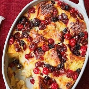 Elsie's Homemade Eggnog Bread Pudding with Cranberries