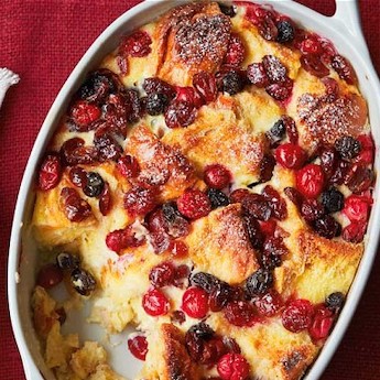 Elsie’s Homemade Eggnog Bread Pudding with Cranberries